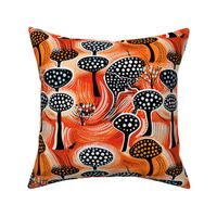 Enchanted Fungi - Aboriginal Dot Art Mushroom Fabric