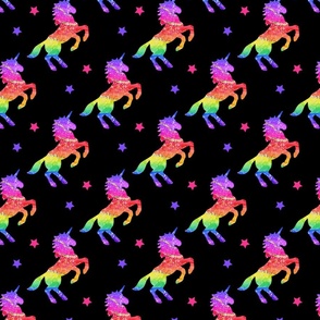 Glitter Rainbow Unicorn Pattern, Small Scale