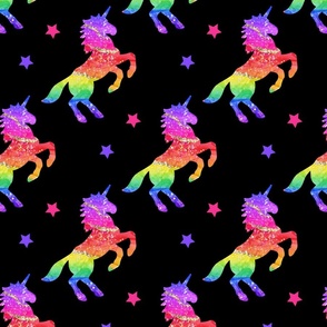 Glitter Rainbow Unicorn Pattern, Medium Scale