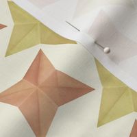 Yellow and Orange 4 Point Origami Star on Cream Large Scale