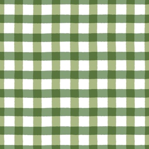 St. Patrick's Rough Edge Gingham, Medium Scale - Olive Green, Green