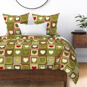Antique Holly Hearts - Quilt