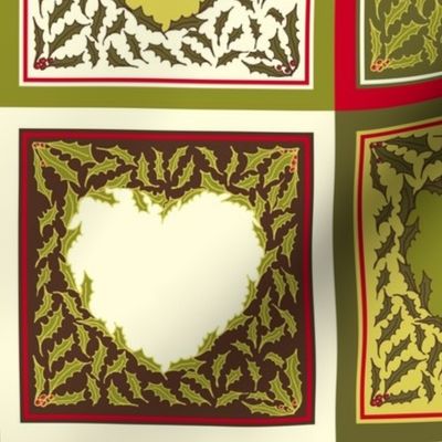 Antique Holly Hearts - Quilt