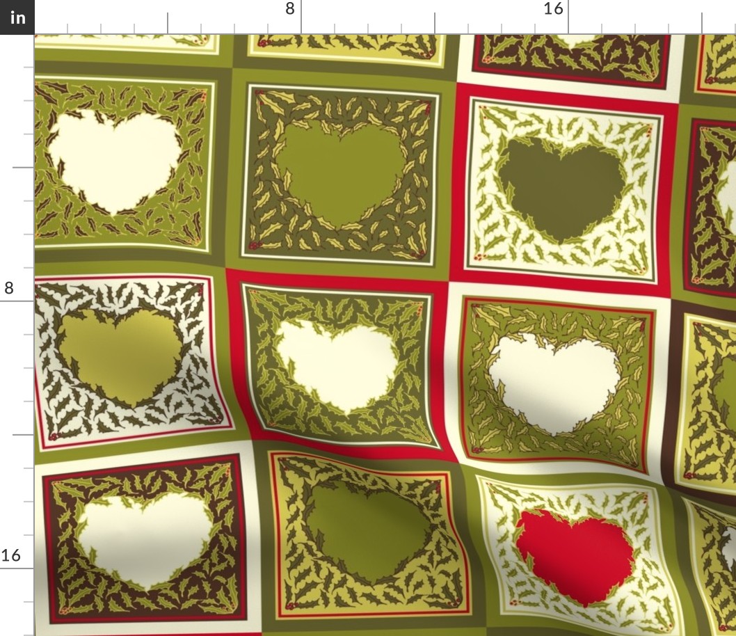 Antique Holly Hearts - Quilt