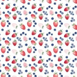 Summer In The Garden Watercolor Strawberries Blueberries 