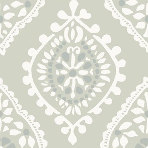 Carter Block Print Reverse Gray Green