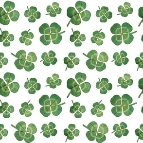 Lucky Four Leaf Clover Green And White Shamrock