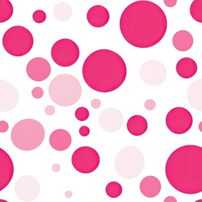 Pink Fuchsia Polka Dots on White Background ATL_1822