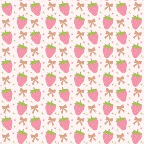 Pink and Green Preppy Strawberries and Pink Coquette Bows - light pink