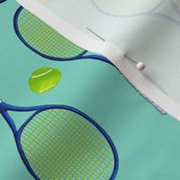 Day at the Court: A Tennis Design in Blue and Green