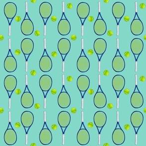 Day at the Court: A Tennis Design in Blue and Green