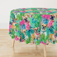 French Bulldog Frenchie Tropical Pattern - Vibrant Colors 