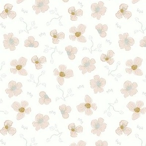 blossom cream, floral, cheery flowers, girl, kids, loose floral, painted, nursery, dusty rose