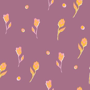 Pink and yellow girly floral Lilac background