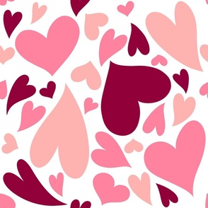  Doodle Hearts-pink and red, Valentines Day, Valentine Fabric, Valentines, Valentine, Love, Love Hearts, Heart, Heart Fabric, Tossed