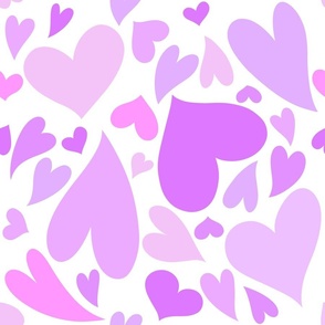 Doodle Hearts-pastel purple on white, Valentines Day, Valentine Fabric, Valentines, Valentine, Love, Love Hearts, Heart, Heart Fabric, Tossed