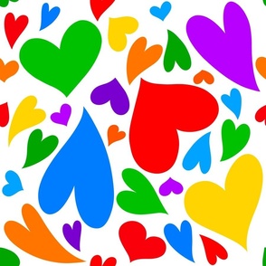 Doodle Rainbow Hearts, Valentines Day, Valentine Fabric, Valentines, Valentine, Love, Love Hearts, Heart, Heart Fabric, Tossed