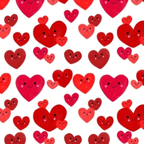 Kawaii Hearts, Red Hearts, Valentines Day, Valentine Fabric, Valentine, Love, Love Hearts, Heart, Heart Fabric, Kawaii Fabric, Cute Valentine, Kids Valentine