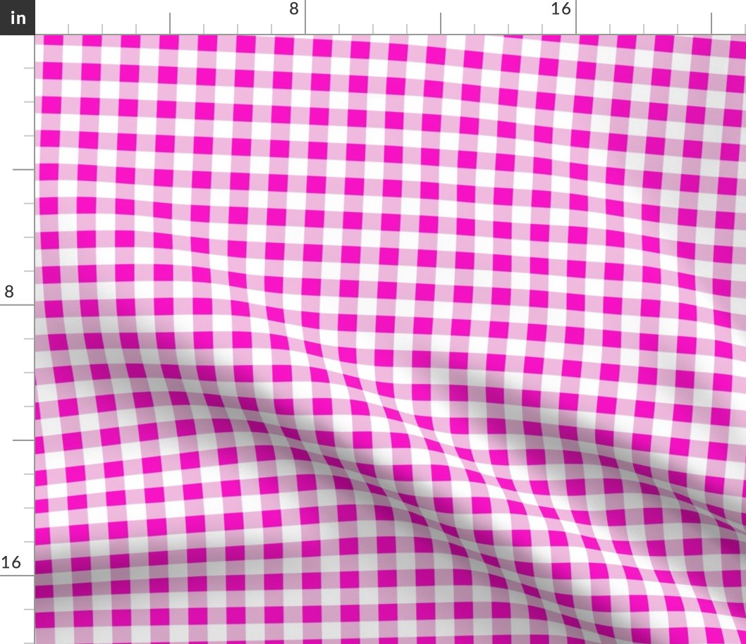 3xSmall Scale ditsy - Non-Directional - Plain Shocking Pink Gingham - Valentine Gingham - Girls Gingham - Feminine Gingham