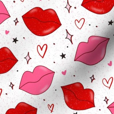 Valentine Lips-red and pink on white