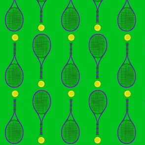 Tennis balls & rackets on Green