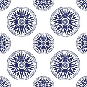Nautical Compass | Vintage Compass | Navy Blue and White | No. 1