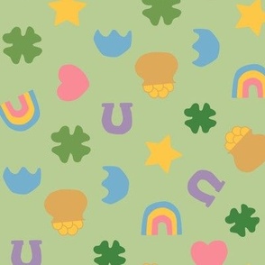 St Patricks Day Colorful Clovers and Charms - 1 inch