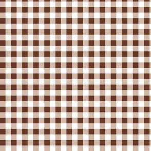 2xSmall Scale - Non-Directional - Plain Gingham - Dark Brown - Light Brown - White