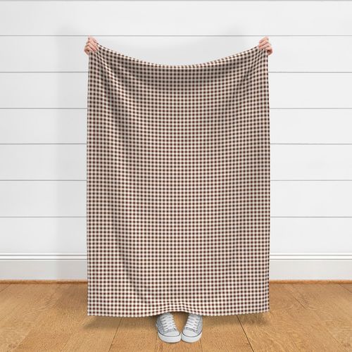 3xSmall Scale Ditsy- Non-Directional - Plain Gingham - Dark Brown - Light Brown - White