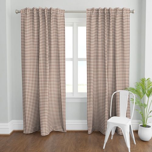 3xSmall Scale Ditsy- Non-Directional - Plain Gingham - Dark Brown - Light Brown - White