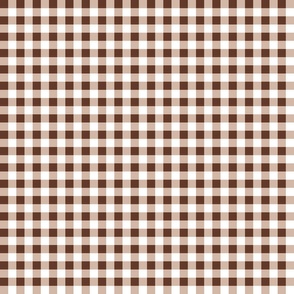3xSmall Scale Ditsy- Non-Directional - Plain Gingham - Dark Brown - Light Brown - White
