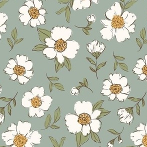 Sweet Peonies in sage 7in