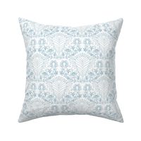 MEDIUM - Vintage diamond pattern with abstract flowers - blue on white