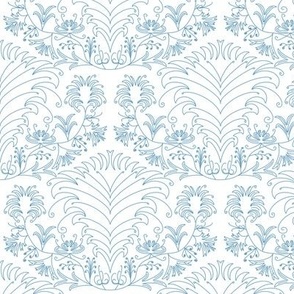 MEDIUM - Vintage diamond pattern with abstract flowers - blue on white