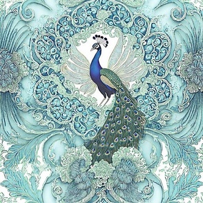 Majestic Peacock in Aqua