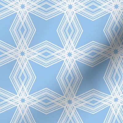 Star Symmetrical Imperfect Lines -  blue Geometric Line Art - Light Blue and white