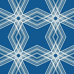 Star Symmetrical Imperfect Lines - Stars Geometric Line Art - Blue and white