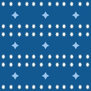 Stars Rows - Blue Monochrome - Star Shape Geometric - blue and white