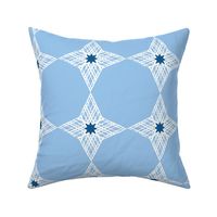 White Four Pointed Star on Pale Blue -  geometric stars - Medium