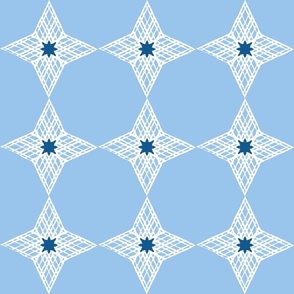 White Four Pointed Star on Pale Blue -  geometric stars - Medium