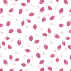 Raspberry Pink - Spring Leaves and Dots - medium