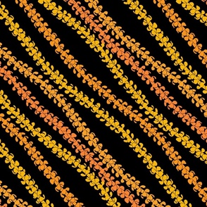Diagonal Puakenikeni Lei Stencils Yellows and Oranges dark orange black