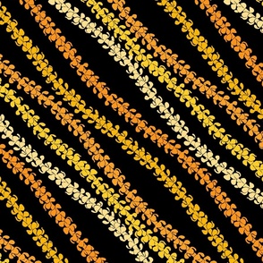 Diagonal Puakenikeni Lei Stencils Yellows and Oranges on black