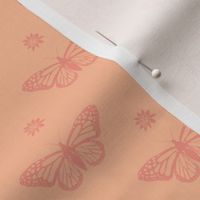 Monarch Butterfly & Milkweed - Peach Fuzz - Pantone color of the year 2024 (mini scale)