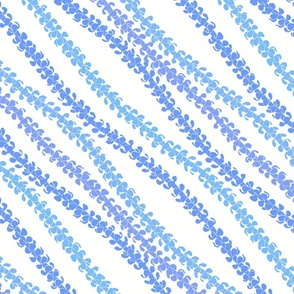 Diagonal Puakenikeni Lei Stencils blues on white