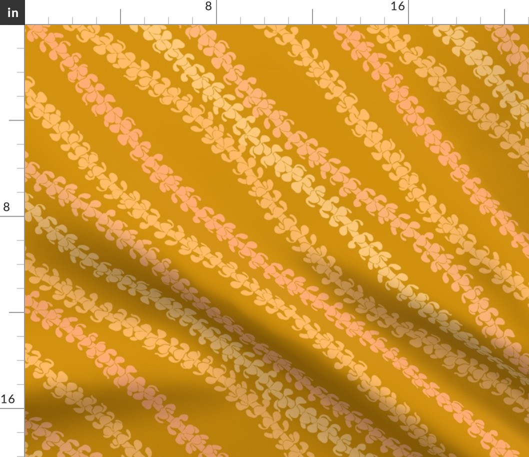 Diagonal Puakenikeni Lei Stencils light oranges on mustard