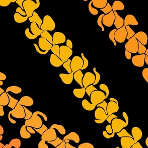 Large Diagonal Puakenikeni Lei Stencils Yellows and Oranges dark orange black