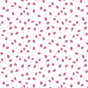 Raspberry Pink - Spring Leaves and Dots - small