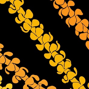 Large Diagonal Puakenikeni Lei Stencils Yellows and Oranges on black