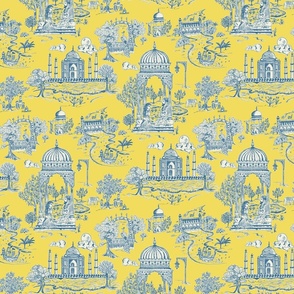 Agra Toile / small in Bright yellow and blue